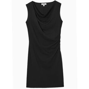 COS DRAPED SLEEVELESS DRESS BLACK SMALL